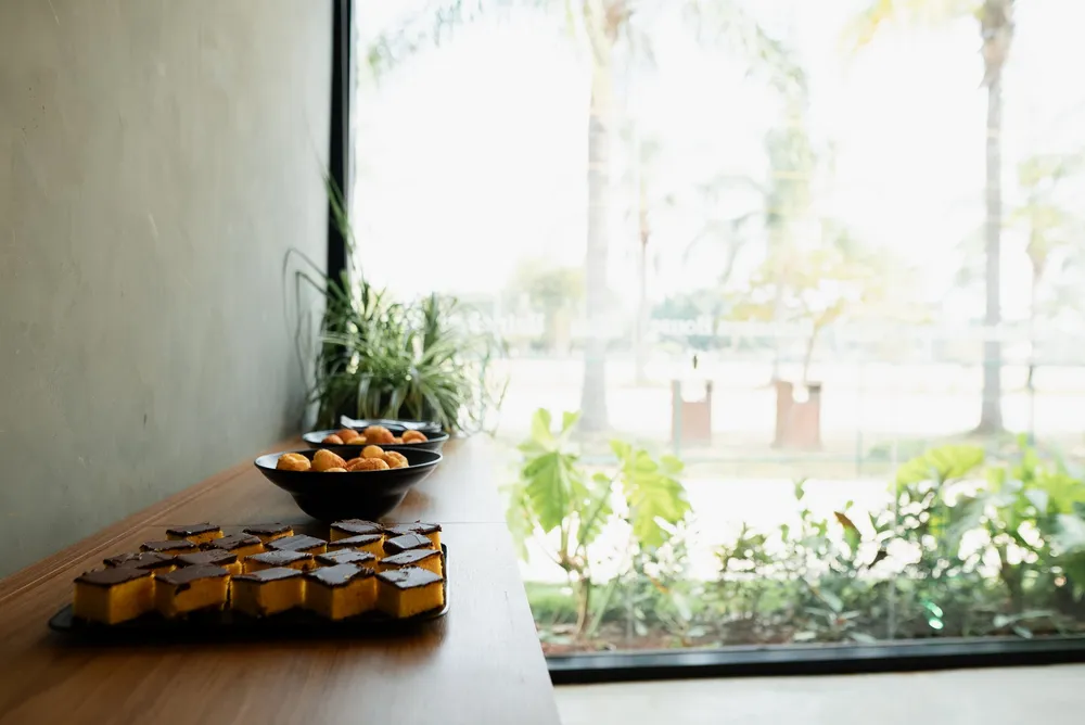Coffee break com vista para o parque